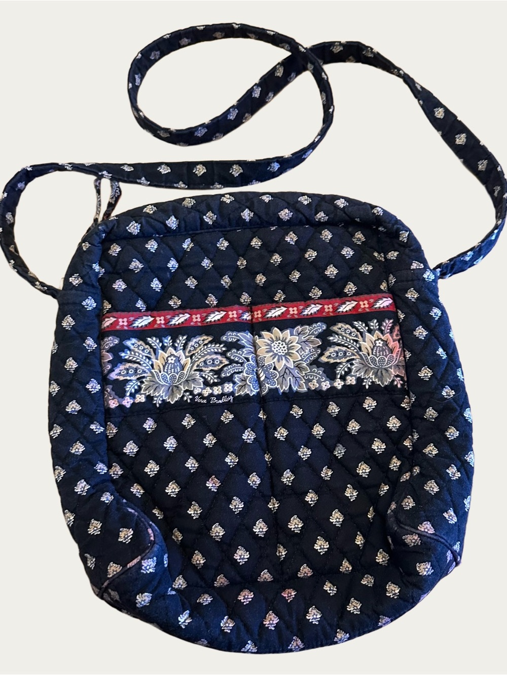 Vera Bradley Vintage Black & Red Lotus Print Tote Shoulder Bag Zip RETIRED